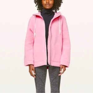 Lululemon So Sherpa Hooded Jacket In Heathered Pink Haze